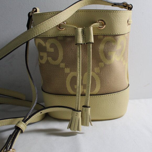 NWT Gucci Shoulder Bag Ophidia Bucket Jumbo GG Canvas Banana Crossbody 550620 - Picture 1 of 10